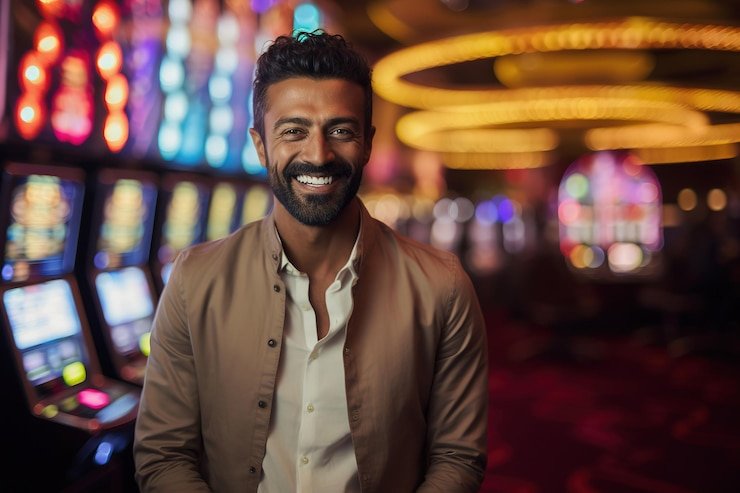 Antarmuka meja Texas Hold'em dengan chat interaktif dan statistik permainan